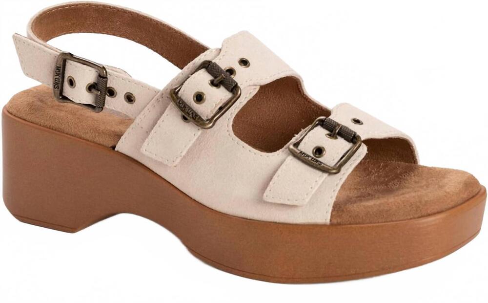 NEW MUK LUKS women's calliope sandal in natural suede